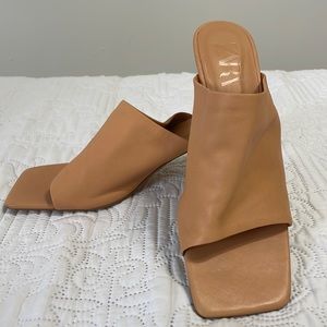 Zara nude soft leather heel mule.